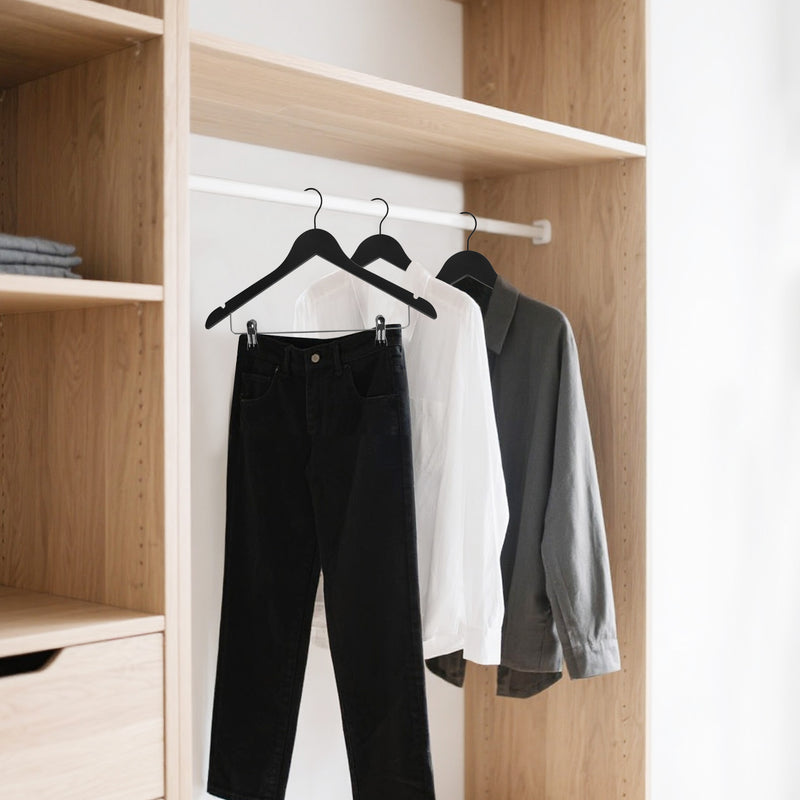 12-Pack Wooden Hangers with Adjustable Metal Clips