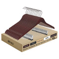 12-Pack Wooden Hangers with Adjustable Metal Clips