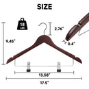 12-Pack Wooden Hangers with Adjustable Metal Clips