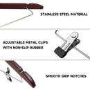 12-Pack Wooden Hangers with Adjustable Metal Clips