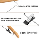 12-Pack Wooden Hangers with Adjustable Metal Clips