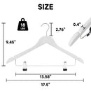 12-Pack Wooden Hangers with Adjustable Metal Clips