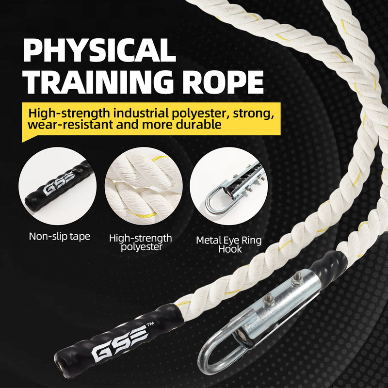 Polyester Gym Fitness Training Rope Battle Climbing Rope Exercise Rope for Physical Education,Home Gym,Strength Training - 1.5"x 6'/10'/15'/20'/25'/30'