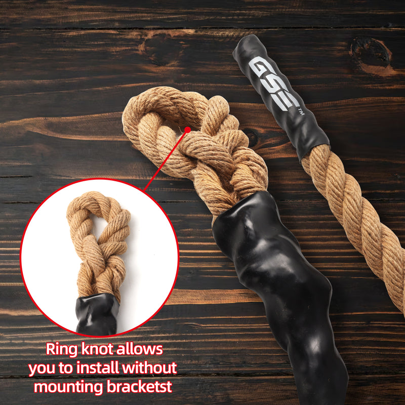Sisal Gym Fitness Training Battle Climbing Ropes Exercise Ropes for Physical Education, Home Gym, Strength Training - 1.5"x6'/10'/15'/20'/25'/30'/40'/50'