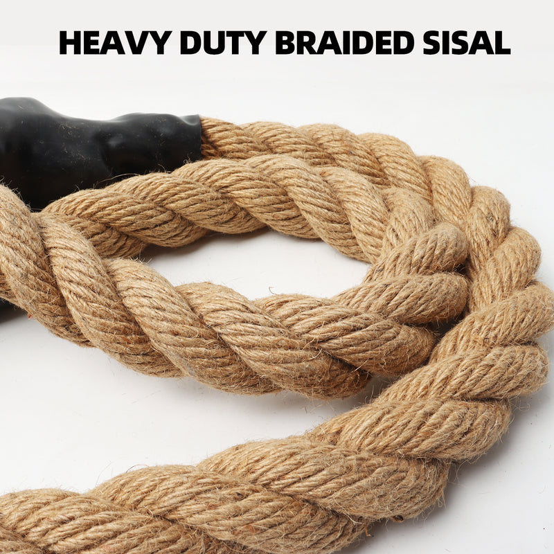 Sisal Gym Fitness Training Battle Climbing Ropes Exercise Ropes for Physical Education, Home Gym, Strength Training - 1.5"x6'/10'/15'/20'/25'/30'/40'/50'
