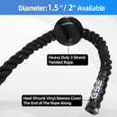 1.5"/2" Blue Battle Rope, Workout Battle Ropes (30ft/40ft/50ft)