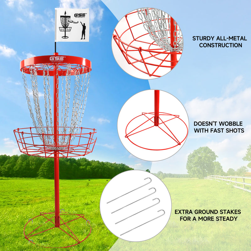 24-Chain Disc Golf Targets Basket, Professional Golf Practice Basket (4 Colors)