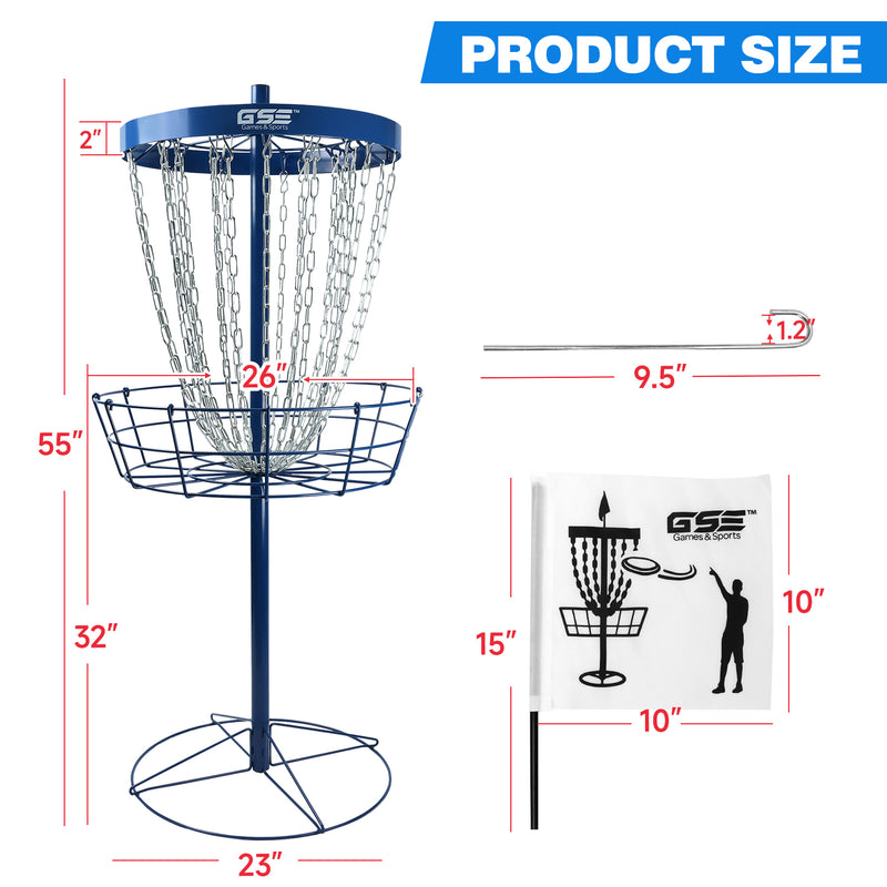 24-Chain Portable Disc Golf Targets Basket, Deluxe Disc Golf Practice Basket (4 Colors)