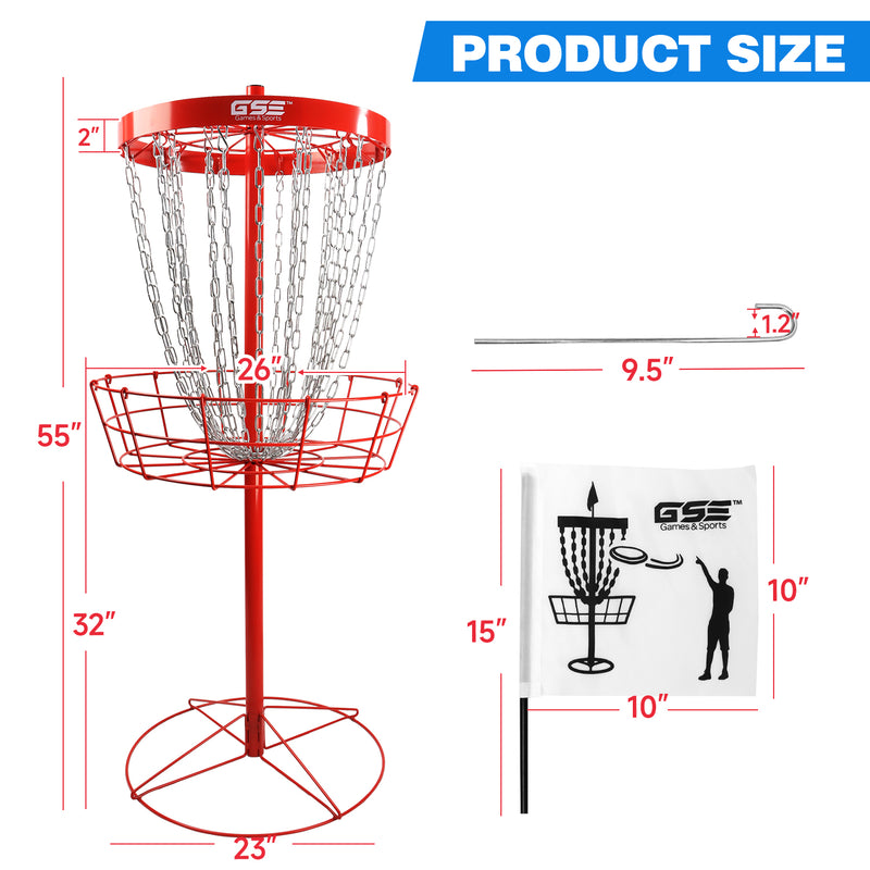 24-Chain Portable Disc Golf Targets Basket, Deluxe Disc Golf Practice Basket (4 Colors)