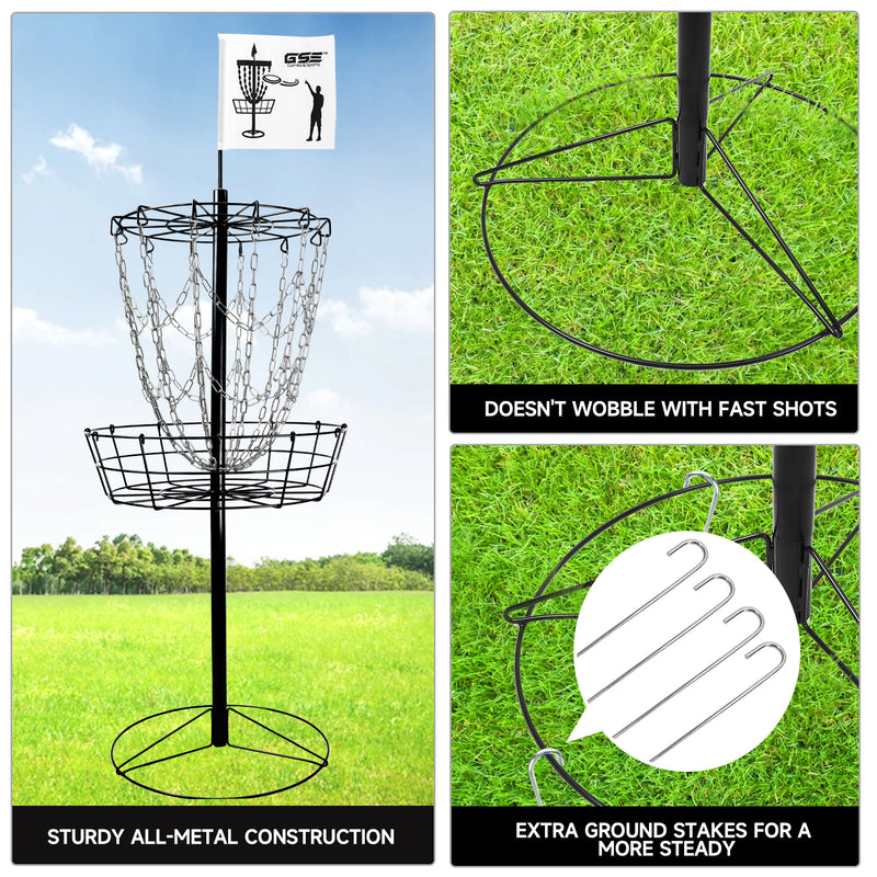 Portable 12-Chain,Disc Golf Targets Basket, Metal Flying Disc Golf Practice Basket(Portable-4 Colors)