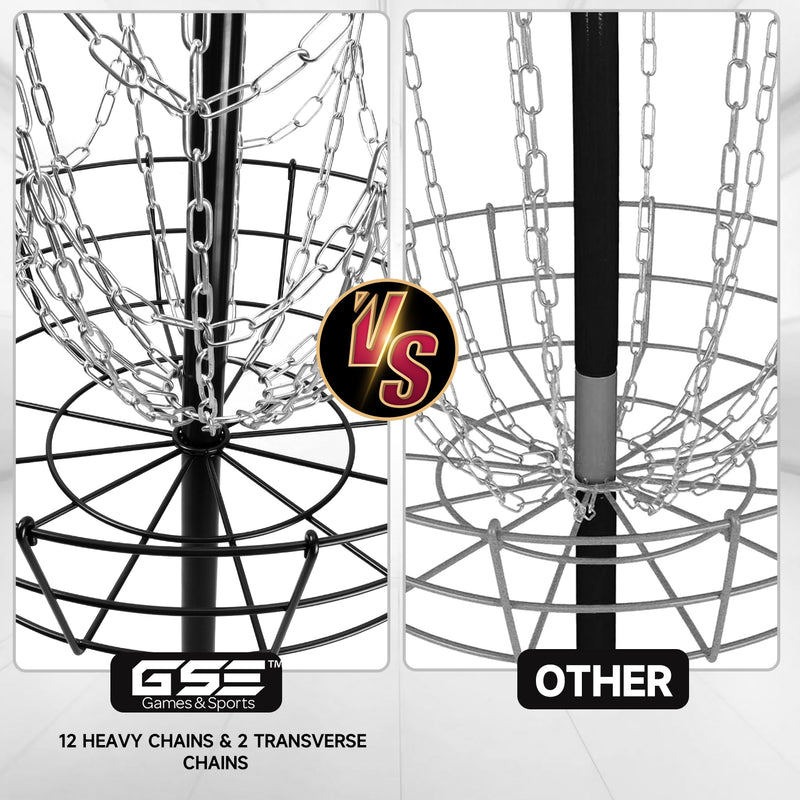 Portable 12-Chain,Disc Golf Targets Basket, Metal Flying Disc Golf Practice Basket(Portable-4 Colors)