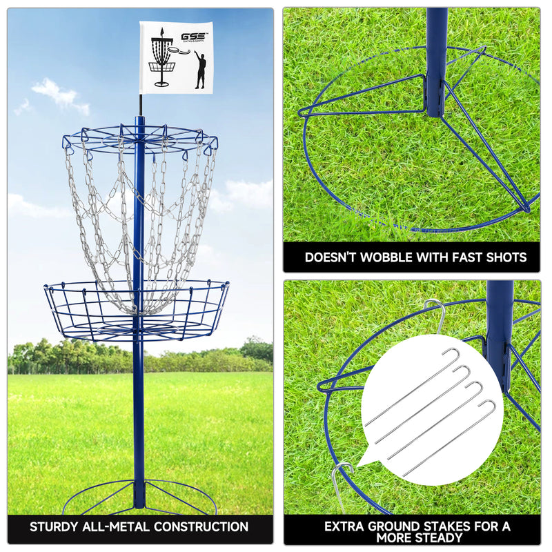 12-Chain Disc Golf Targets Basket, Portable Disc Golf Practice Basket (4 Colors)