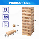 54 Pieces Tumbling Timbers, Wooden Building Block Stacking Games