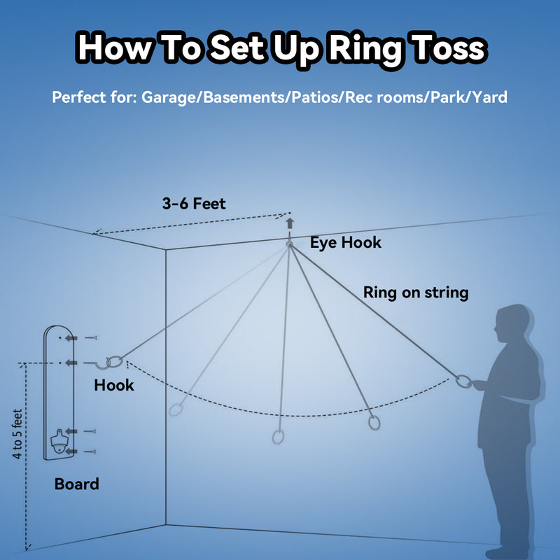 Wall Mount Ring Toss Hook Game, Hook and Ring Toss Game (Football)