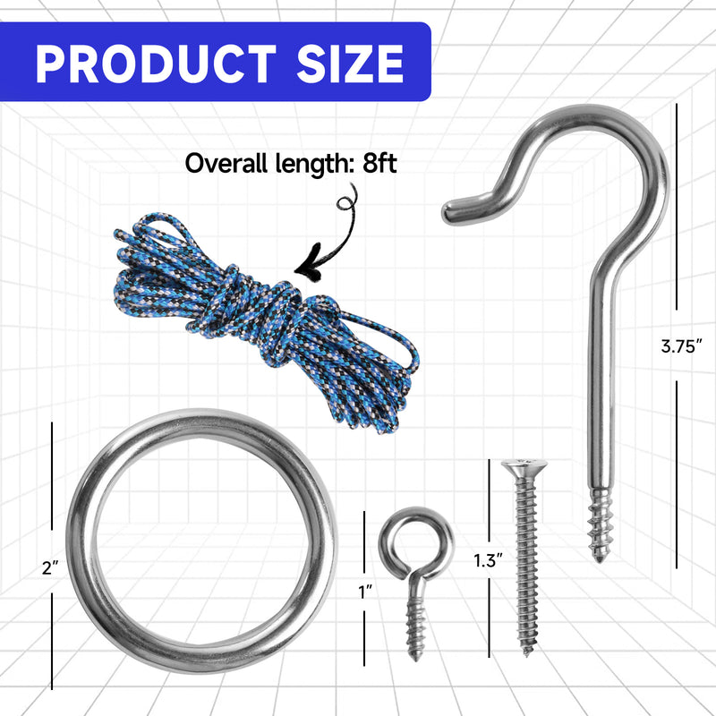 Stainless Steel Hook and Ring Swing DIY Kit for Indoor and Outdoor Game