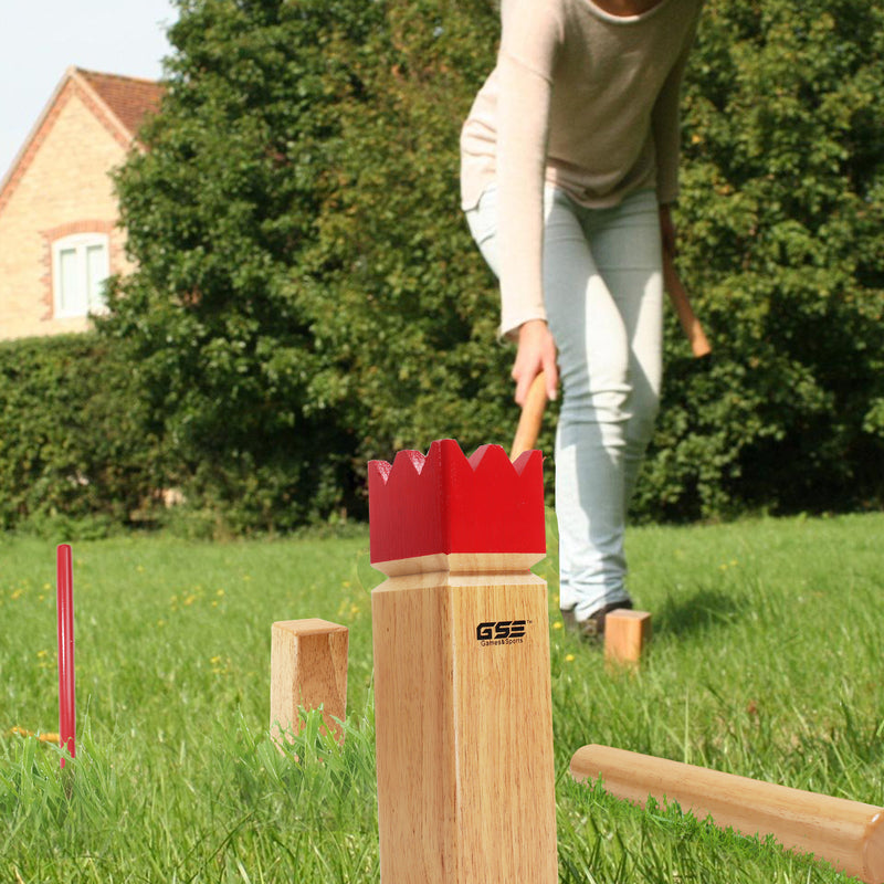 Premium Oak Hardwood Kubb Yard Game Set.Outdoor Backyard Lawn Throwing Toss Game for Kids & Adults