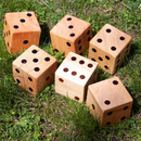 3.5" Premium Oak Giant Yard Dice Set with Carrying Bag and Yardzee & Farkle Scorecard
