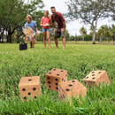 3.5" Premium Oak Giant Yard Dice Set with Carrying Bag and Yardzee & Farkle Scorecard