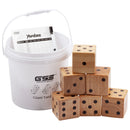 3.5" Premium Oak Giant Yard Dice Set with Bucket and Yardzee & Farkle Scorecard