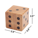 3.5" Premium Oak Giant Yard Dice Set with Bucket and Yardzee & Farkle Scorecard