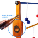 Solid Wood Ladder Ball Toss Game Set with Ladder Ball Bolas