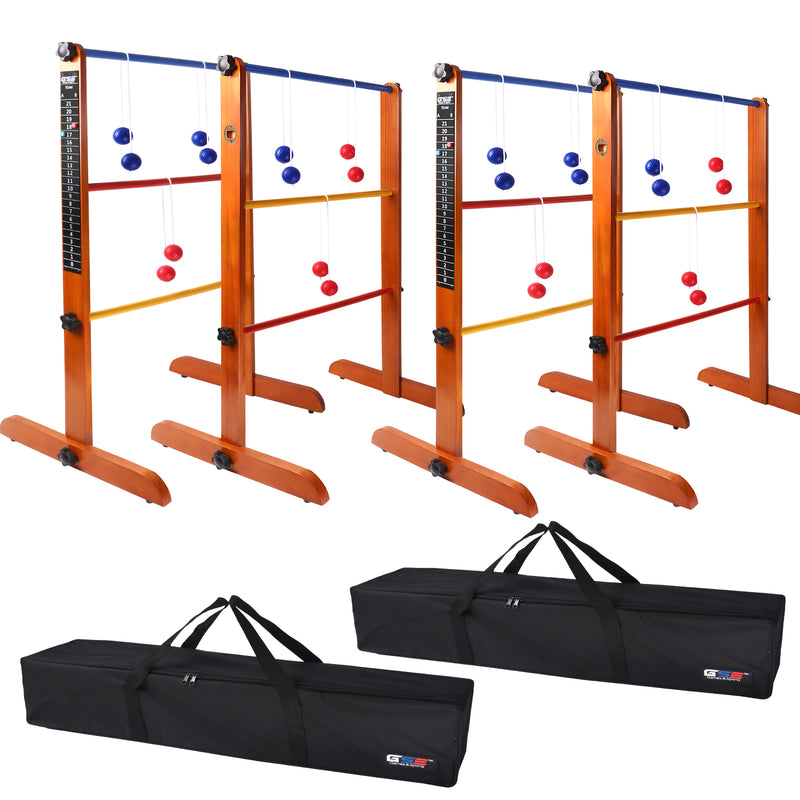 Solid Wood Ladder Ball Toss Game Set with Ladder Ball Bolas