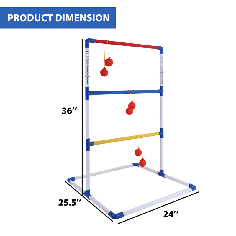 Premium Solid Plastic Ladder Ball Toss Game Set with Ladder Ball Bolas & Carrying Case