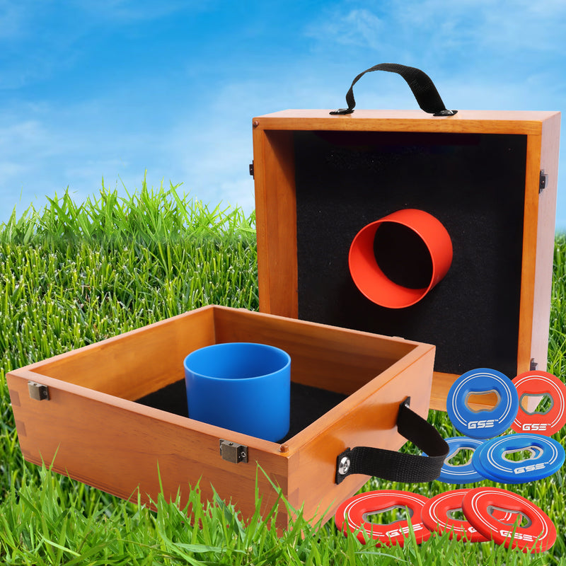 Oak Washer Toss Game Set with 8 Bottle Opener Style Replacement Washers