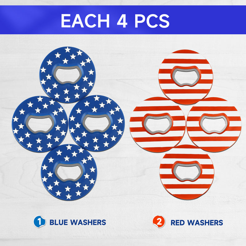 American Flag Set of 8 Replacement Washers with Bottle Opener for Lawn Game