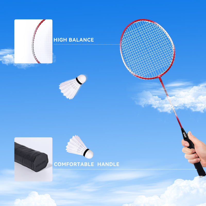 Recreational Badminton Set with 20'*2' Portable Badminton Net +4 Badminton Rackets+ 3 Shuttlecocks