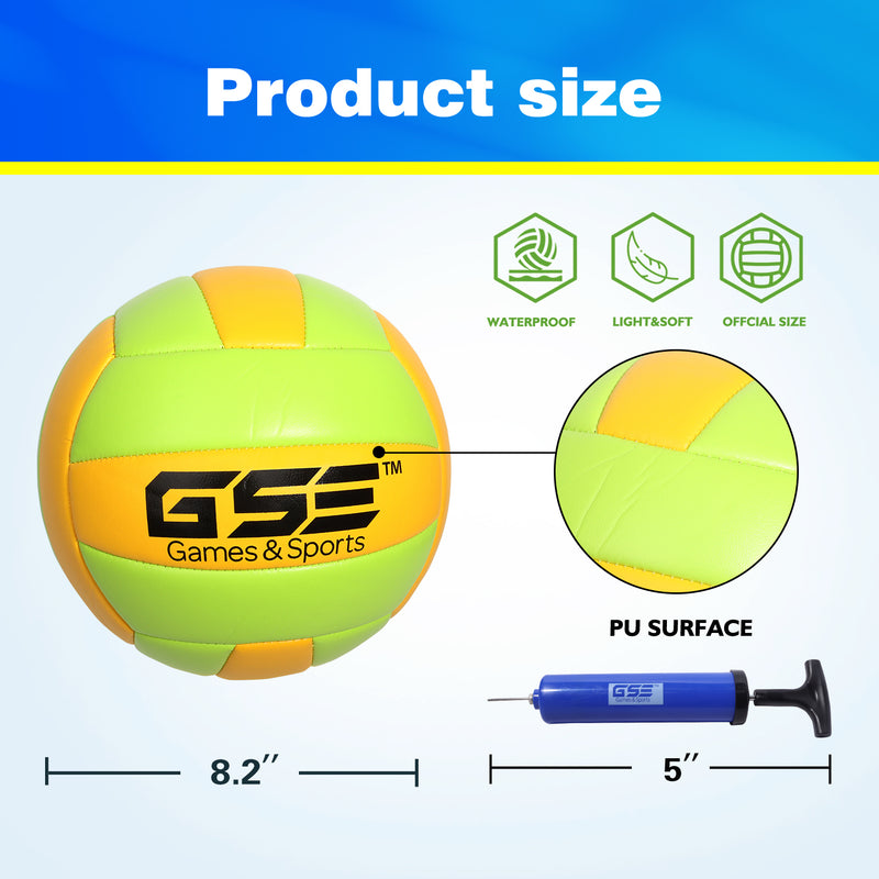 Volleyball Net Set with Volleyball, Aluminum Poles, Winch System, Pump, and Carrying Bag(Professional)