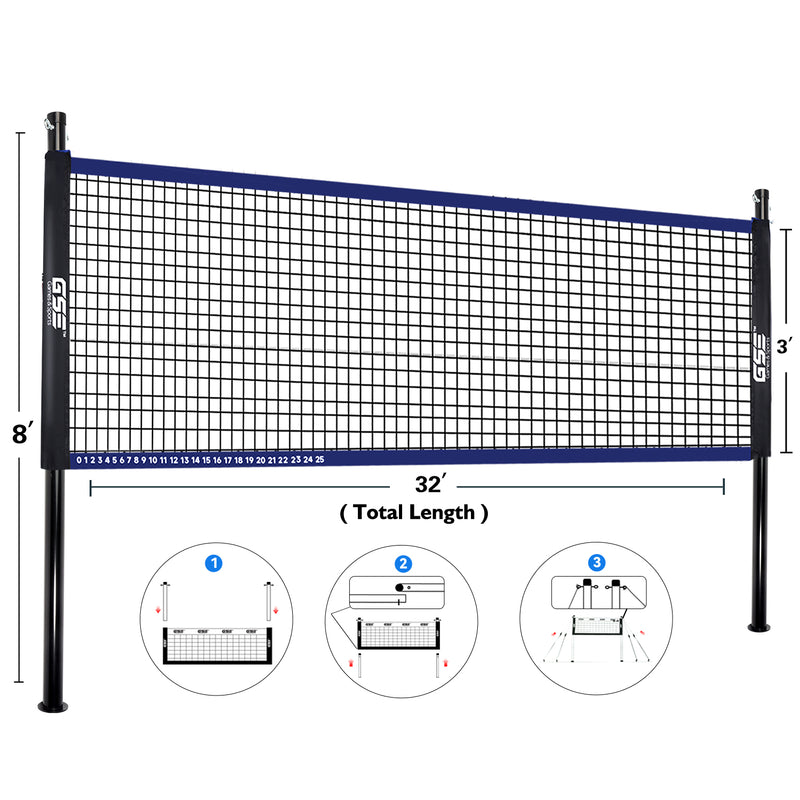 Volleyball and Badminton Combo Set with Net,4 Rackets,3 Birds,PU Volleyball and Carrying Bag(Recreational)