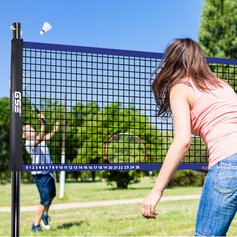 Recreational Portable Badminton Volleyball Net Combo Set Including Volleyball/Badminton Net,PU Volleyball,Badminton Racket and Carry Bag for Park,Backyard,Lawn