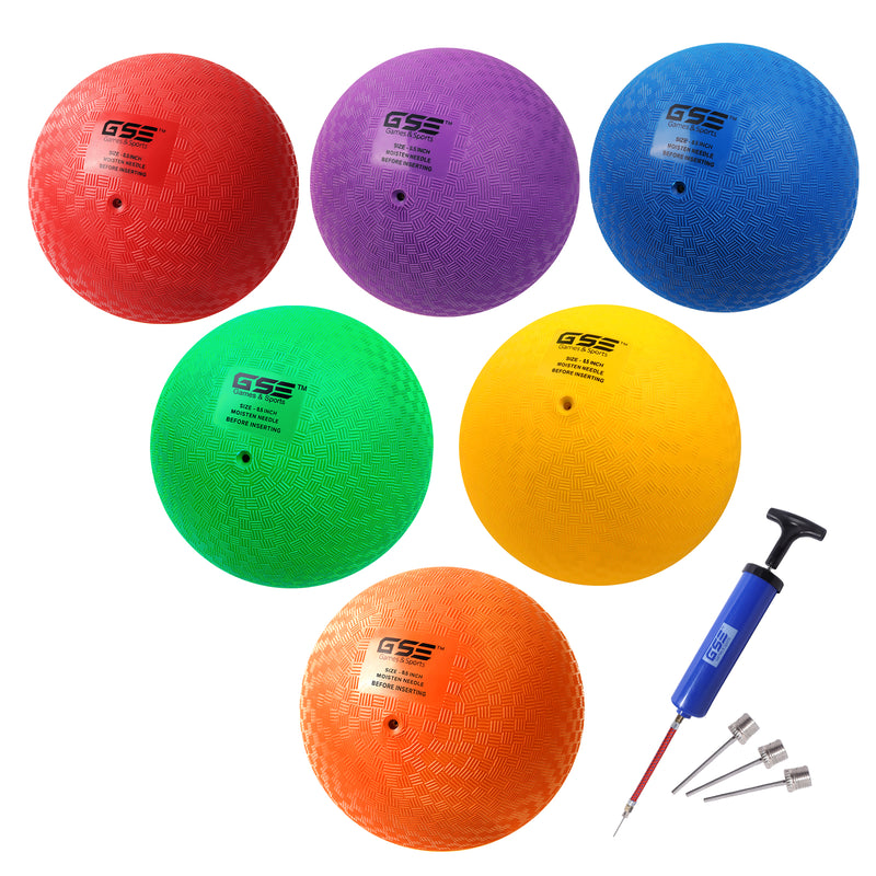 Set of 6 7" Multi-Color Playground Balls, Kickball, Bouncy Dodge Ball, Handball