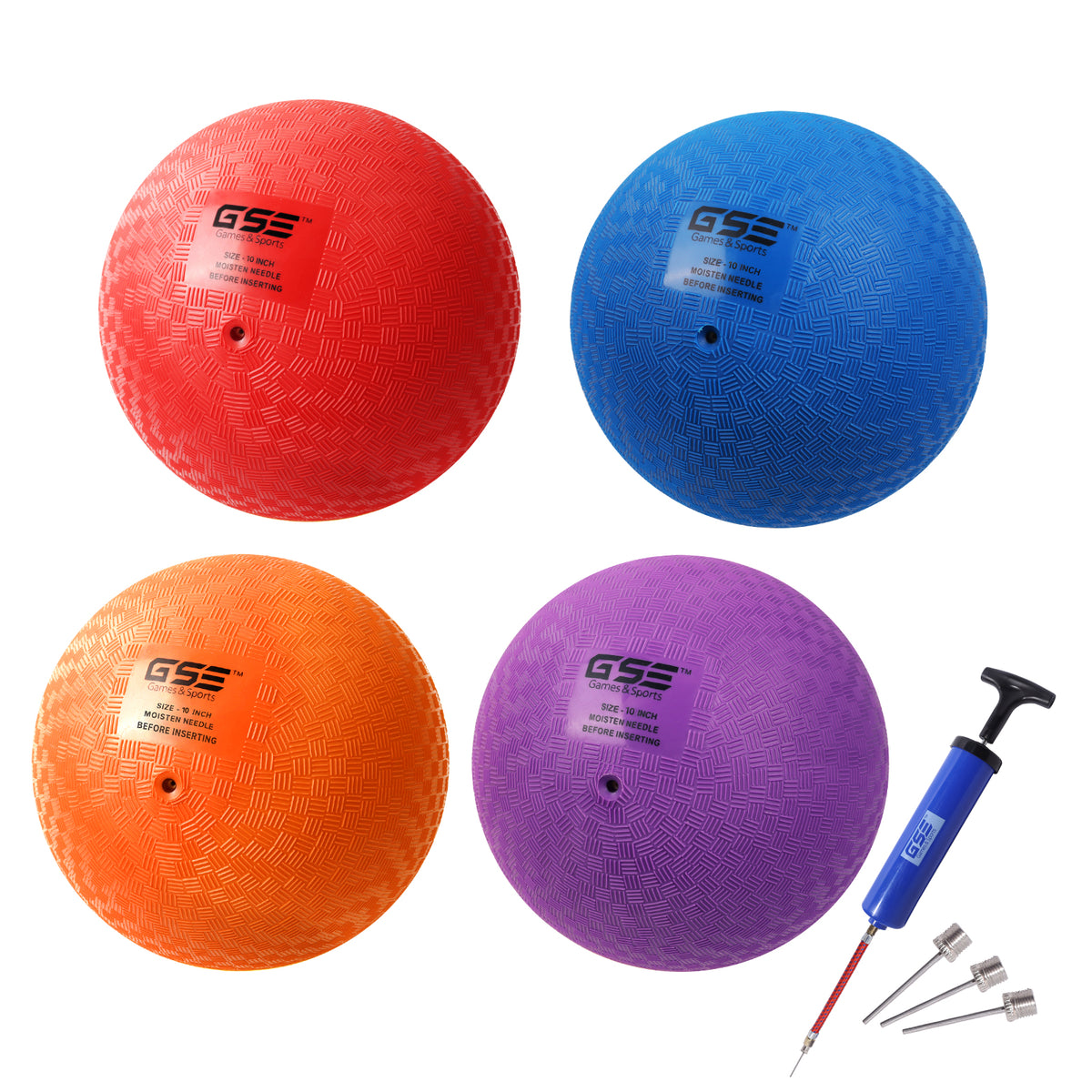 Red & Blue 9-Inch Kickball Set With Pump - Playground Balls For Dodgeball, Four Square & Outdoor Games