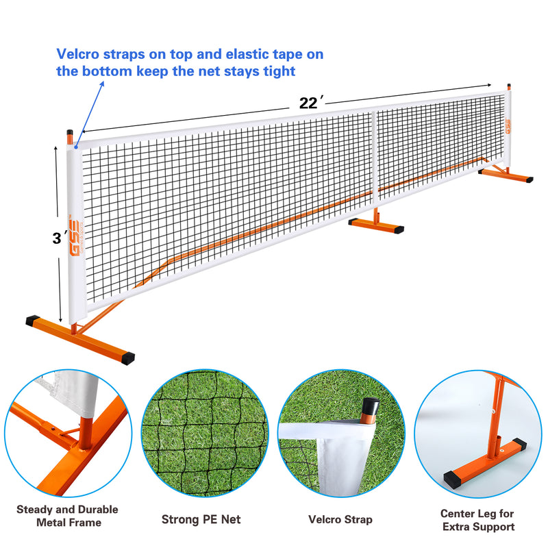 Orange Pickleball Complete Net Set with Pickleball Net, Paddles, Pickleballs