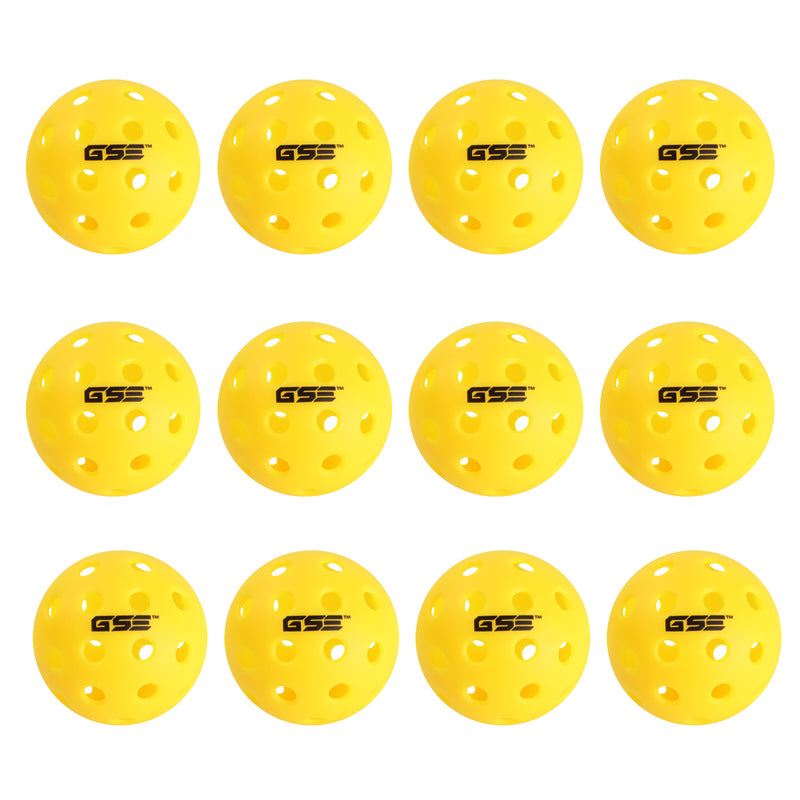 12-Pack of Outdoor Pickleball Balls Set, USAPA Standard 40 Holes Pickle Balls - Yellow/Green/Oragne