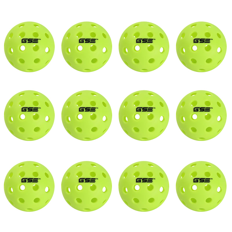12-Pack of 40 Holes Pickleball Balls Set (3 Colors)