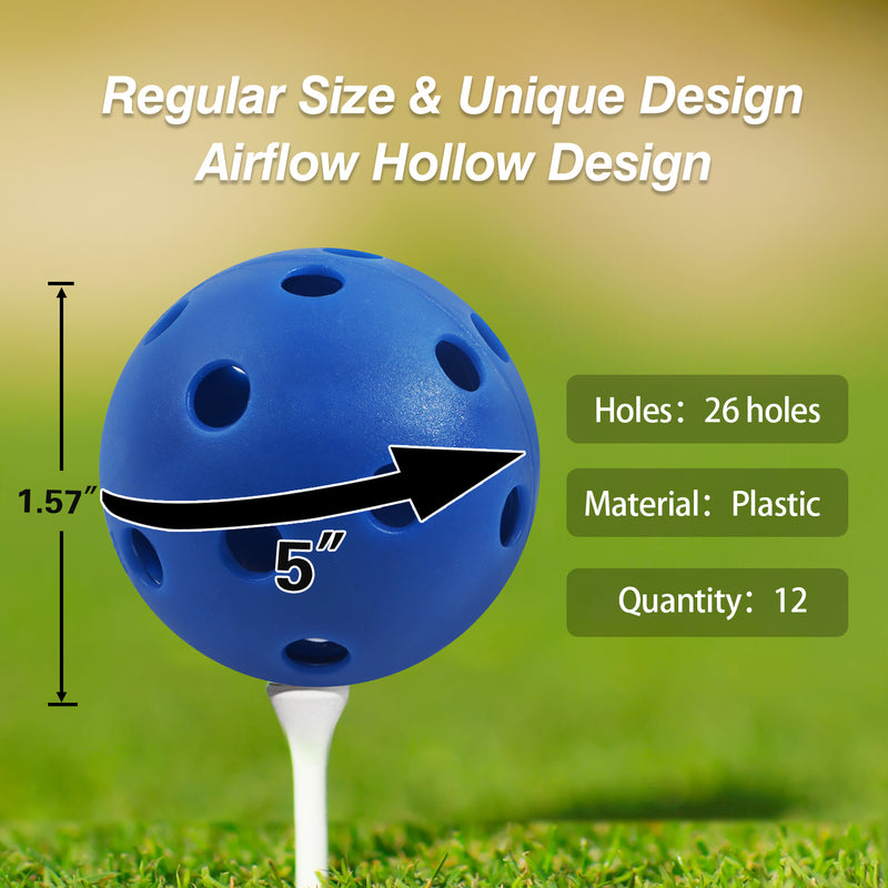 12-Pack Airflow Hollow Plastic Practice Golf Balls (5 Colors)