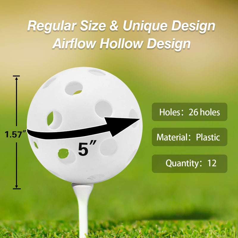 12-Pack Airflow Hollow Plastic Practice Golf Balls (5 Colors)