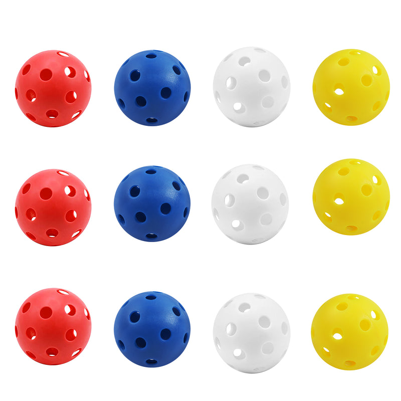 12-Pack Airflow Hollow Plastic Practice Golf Balls (5 Colors)