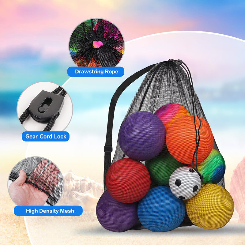 30"x 40" Set of 6 Extra-Large Mesh Sports Ball Drawstring Bag