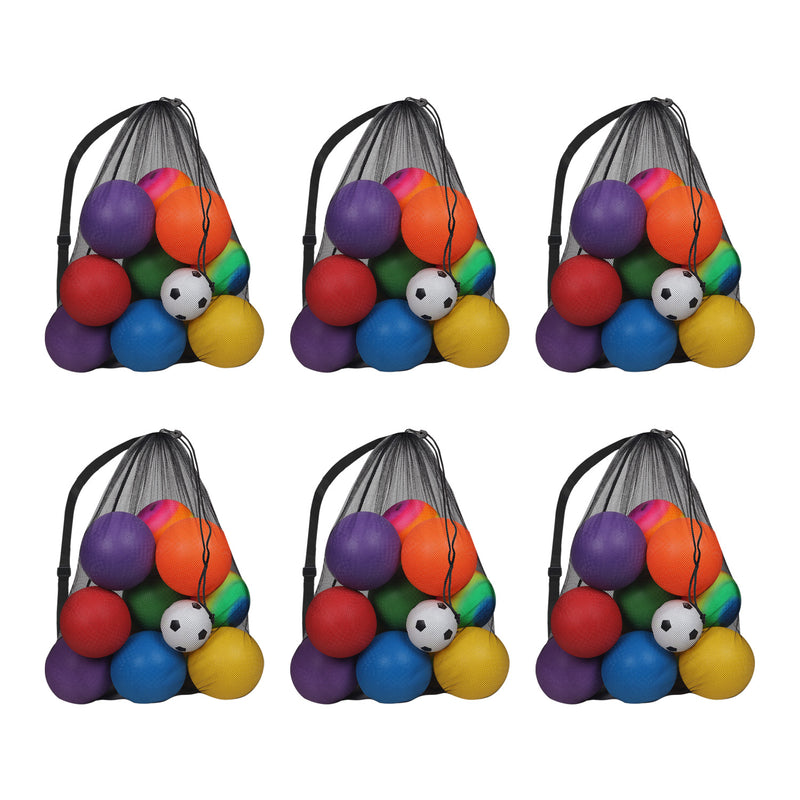 30"x 40" Set of 6 Extra-Large Mesh Sports Ball Drawstring Bag