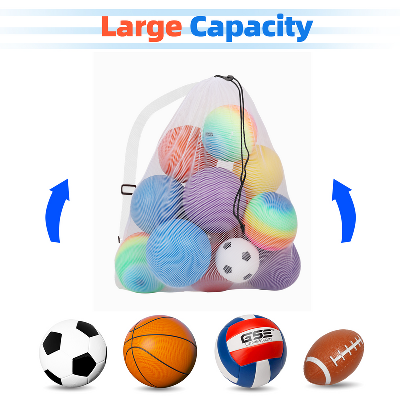 30"x 40" Set of 6 Extra-Large Mesh Sports Ball Drawstring Bag