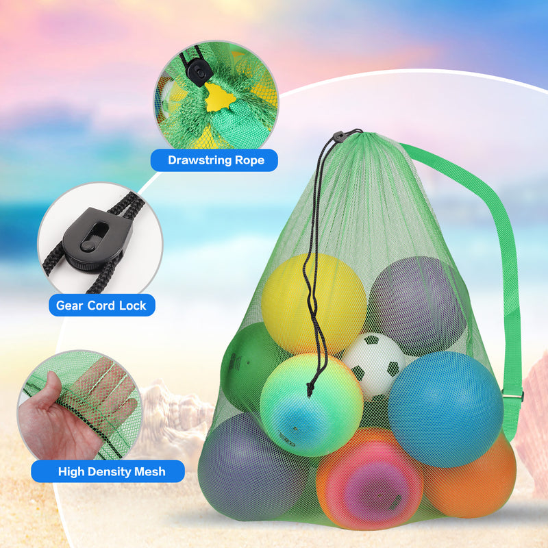 30"x 40" Set of 6 Extra-Large Mesh Sports Ball Drawstring Bag