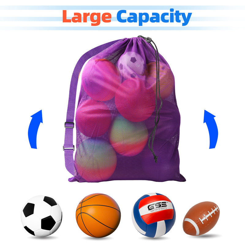 30" x 40" Set of 6 Extra-Large Mesh Sports Ball Drawstring Bag
