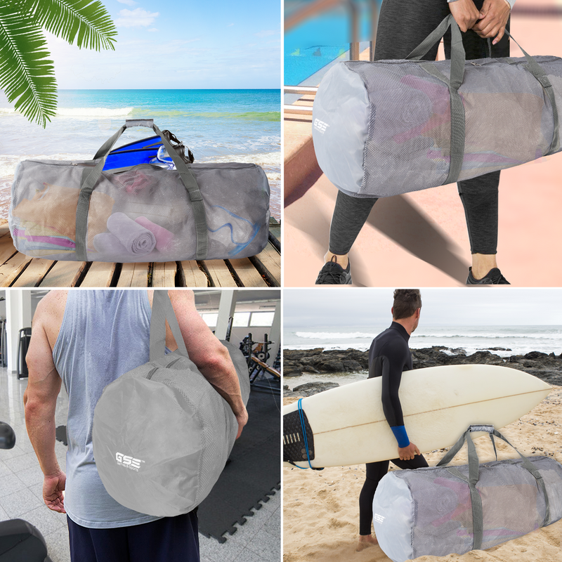 Large Mesh Zipper Sports Equipment Portable Duffel Bag Scuba Bag for Sport Balls, Team Practice, Swimming Gear, Diving, Rafting, Water Sports - 7 Colors