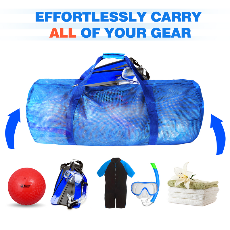 Large Mesh Sports Equipment Duffel Bag, Scuba Bag with Zipper for Diving Equipment,Gym Gear - 7 Colors