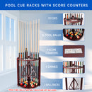 10 Corner Style Pool Cue Rack with Score Counter (5 Colors)