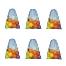 Set of 6 18"x 12" Mesh Drawstring Net Bag, Sports Equipment Storage Bag